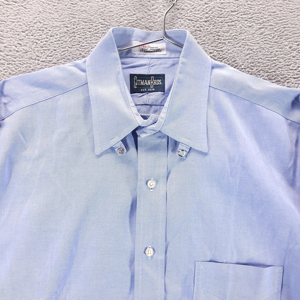 Gitman Bros Dress Shirt Mens 16 34 35 Blue Pinpoint Oxford Button Down USA